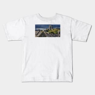Corfe Castle, Dorset, UK, Over the Village Rooftops Kids T-Shirt